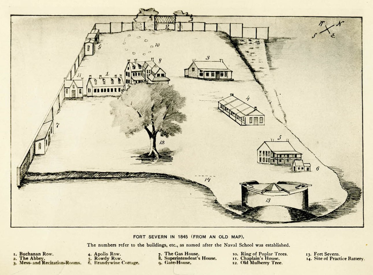 The Naval Academy as it appeared in 1845.