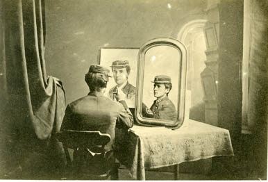 Albert Michelson: Michelson seated before mirror