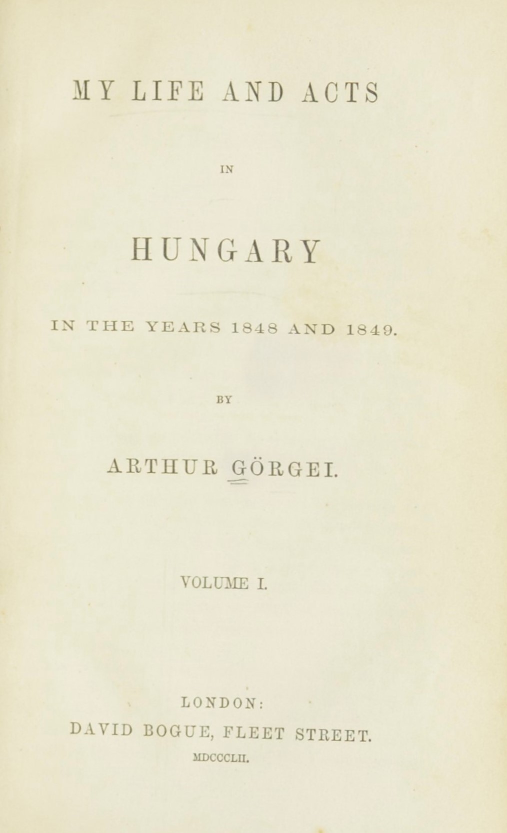 Hungarian George Washington: Gorgei title page