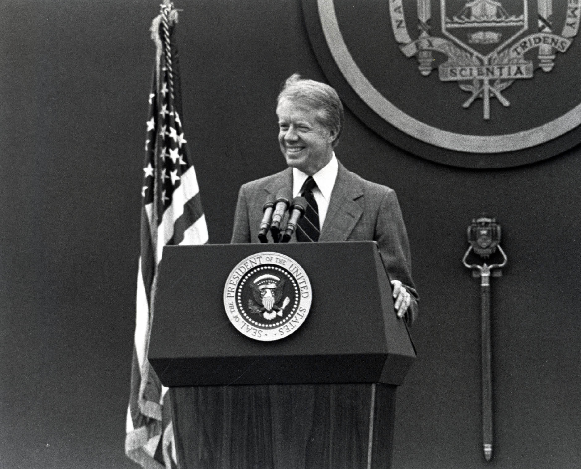 President Jimmy Carter at the U.S. Naval Academy graduation, 1978.