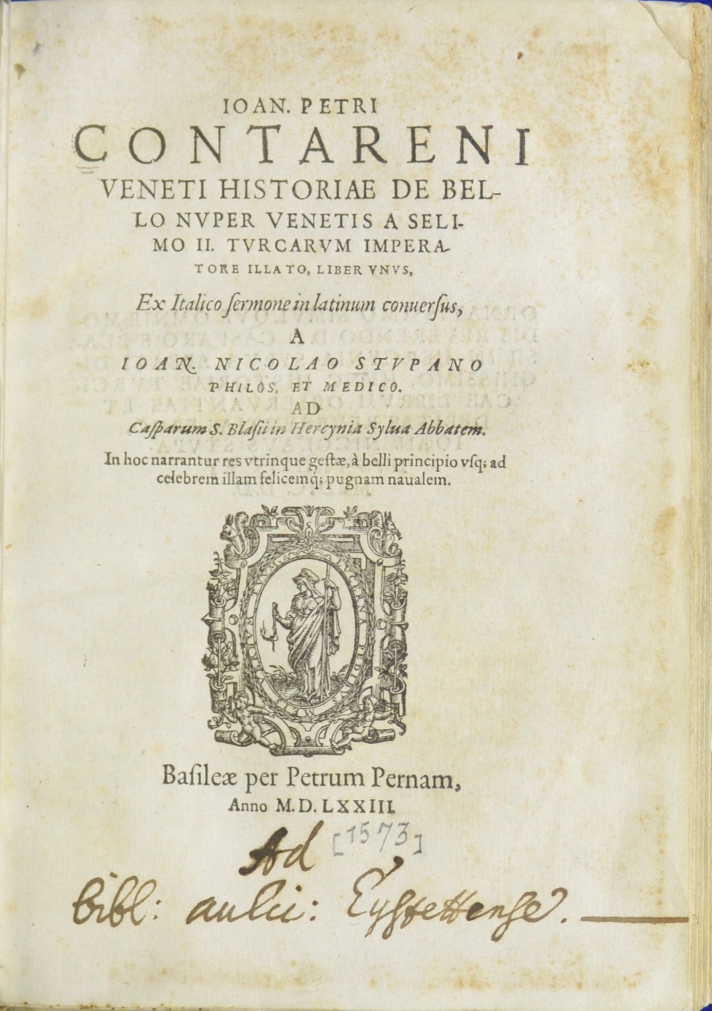 Lepanto Book: Contarini title page