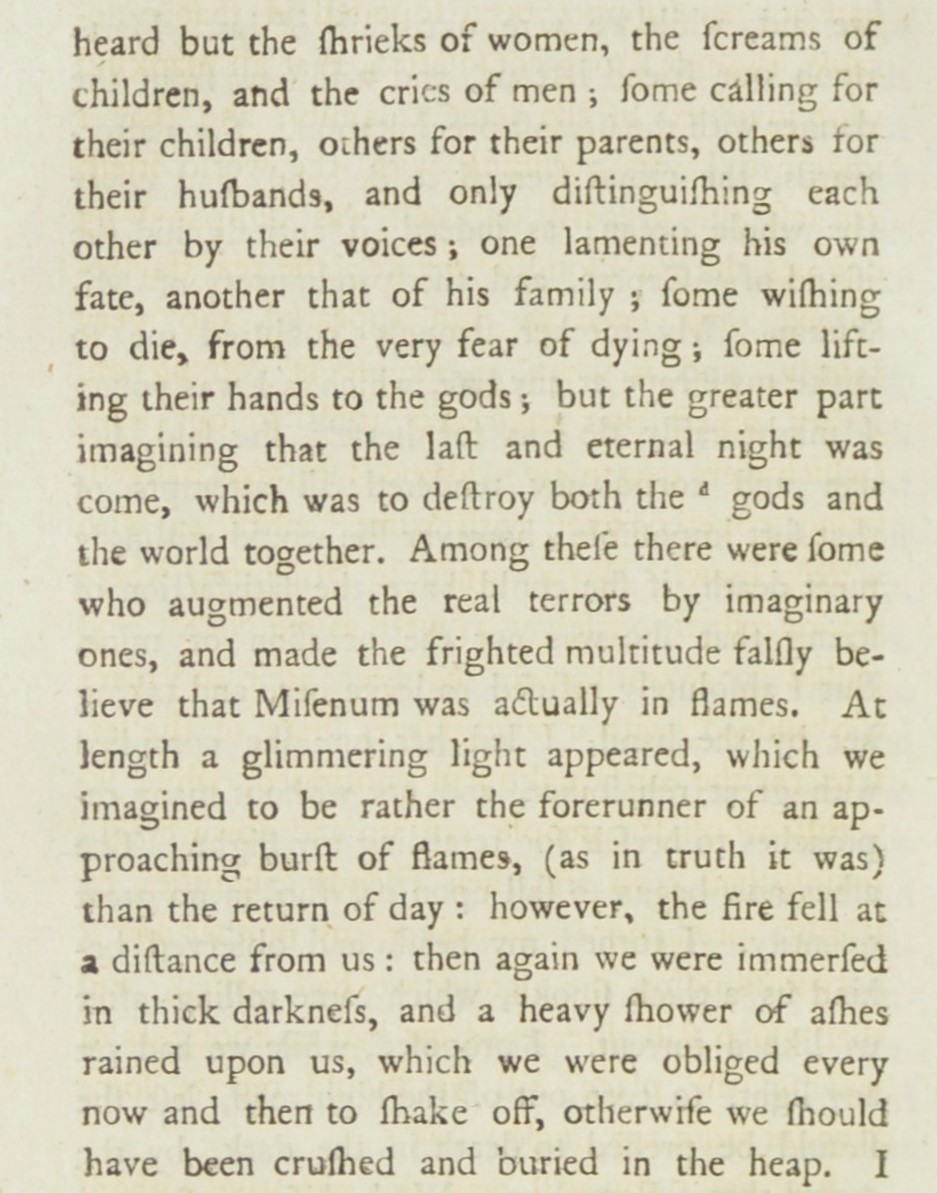 Pliny's description of the terrors of August 25, 79.