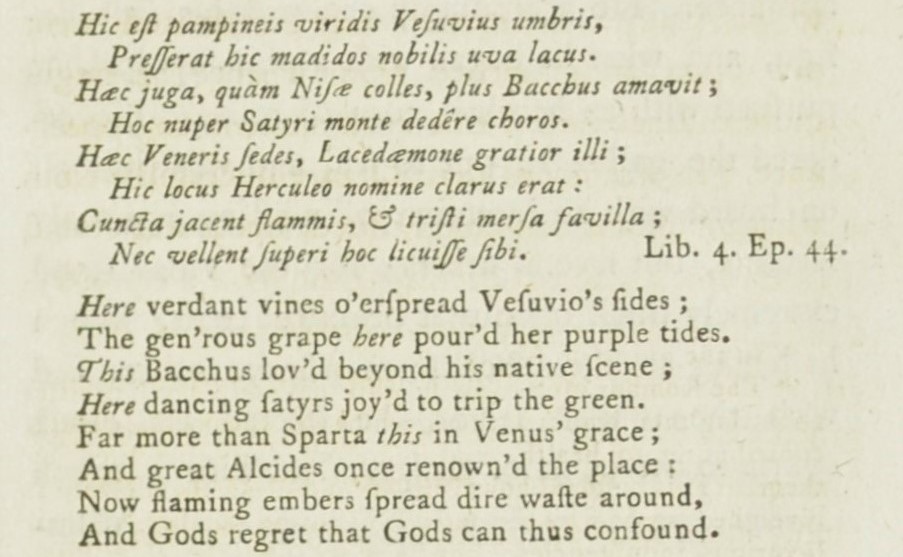 An epigram of the poet Martial, written in AD 88, from William Melmoth's 1777 edition of the The Letters of Pliny the Consul.