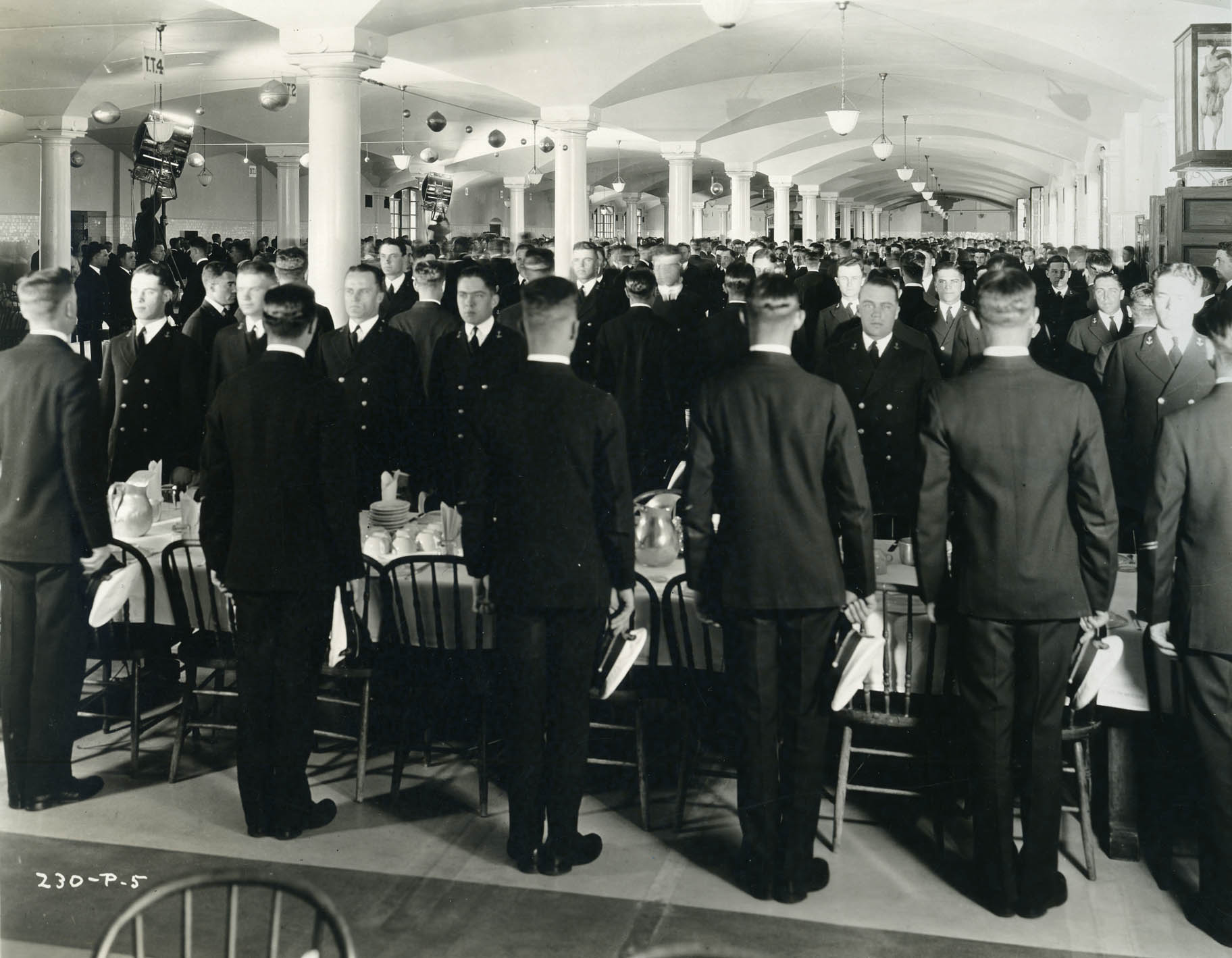 Naval Academy at attention at dining hall