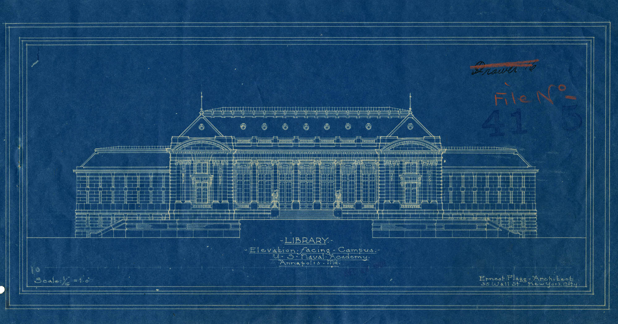 New Naval Academy: Elevation facing campus