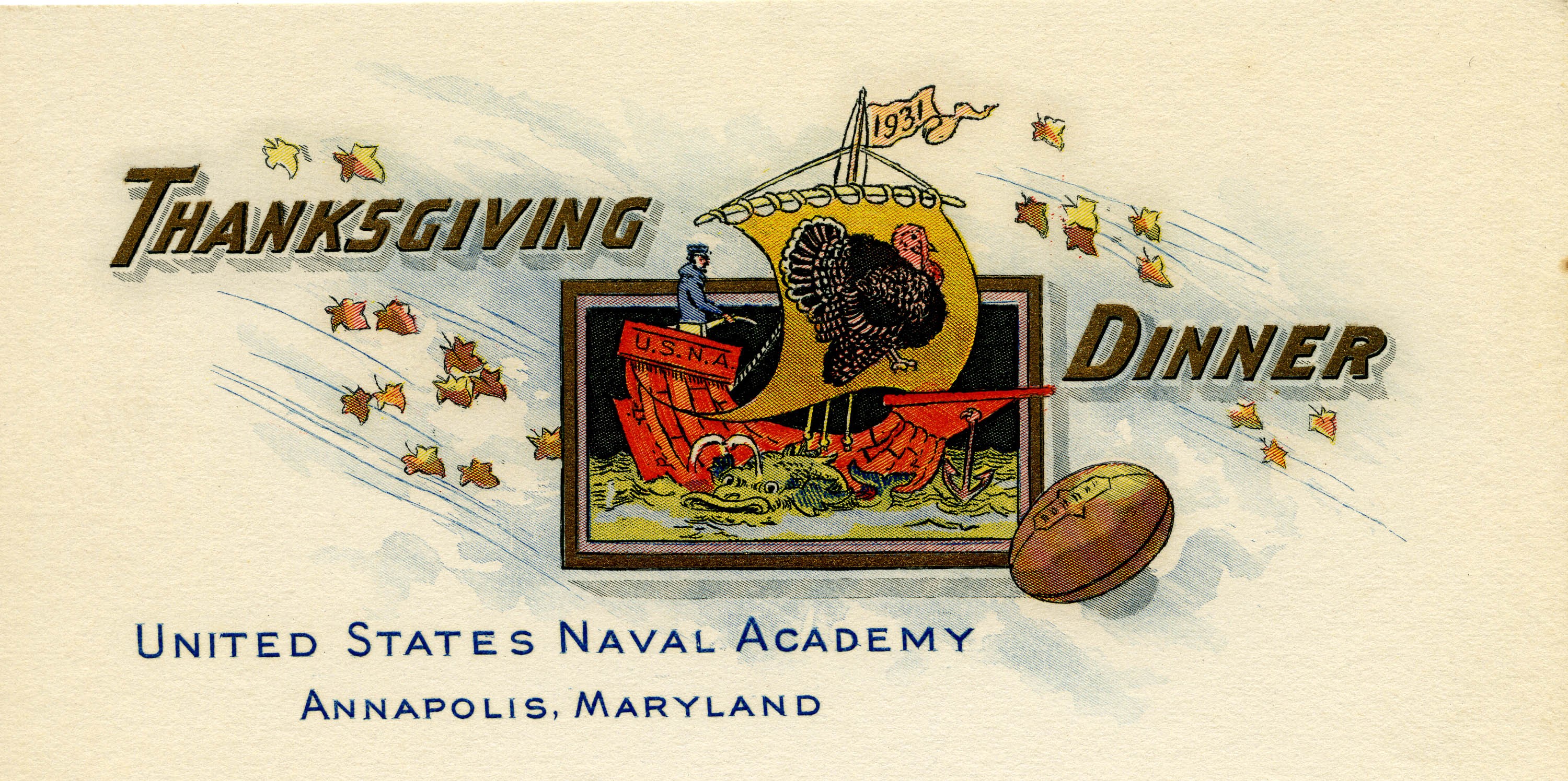 Thanksgiving: Thanksgiving dinner menu 1931