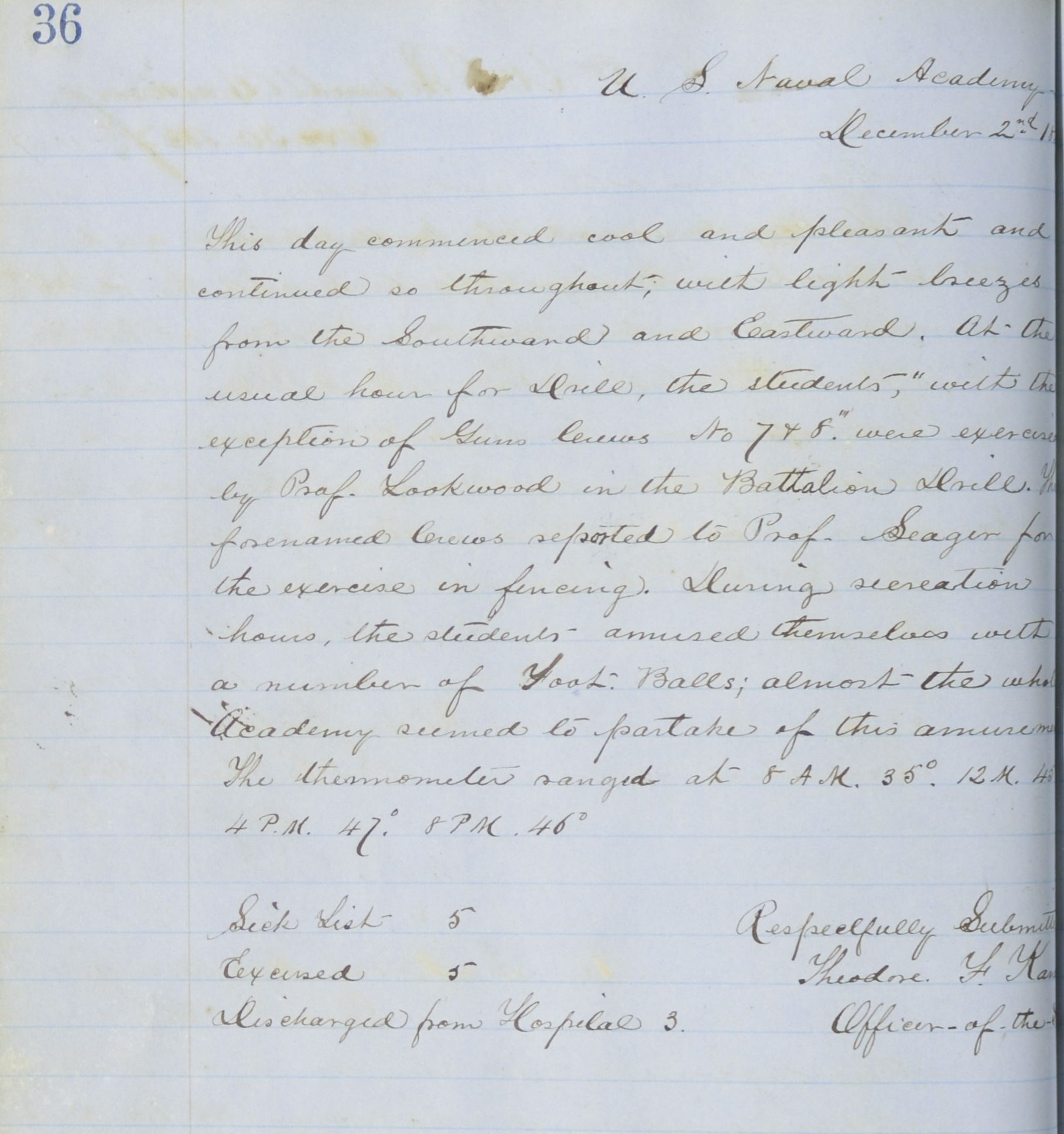 USNA Football: Letter 1857