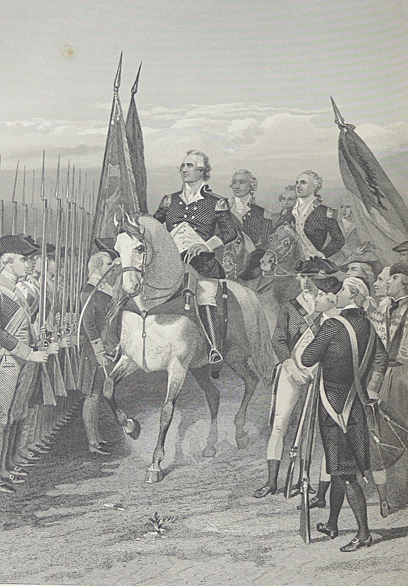 "Washington Taking Command of the Army," engraving after the painting by Alonzo Chappel (1828-1887) from John Frederick Schroeder, Life and Times of Washington (New York, 1857-1861).
